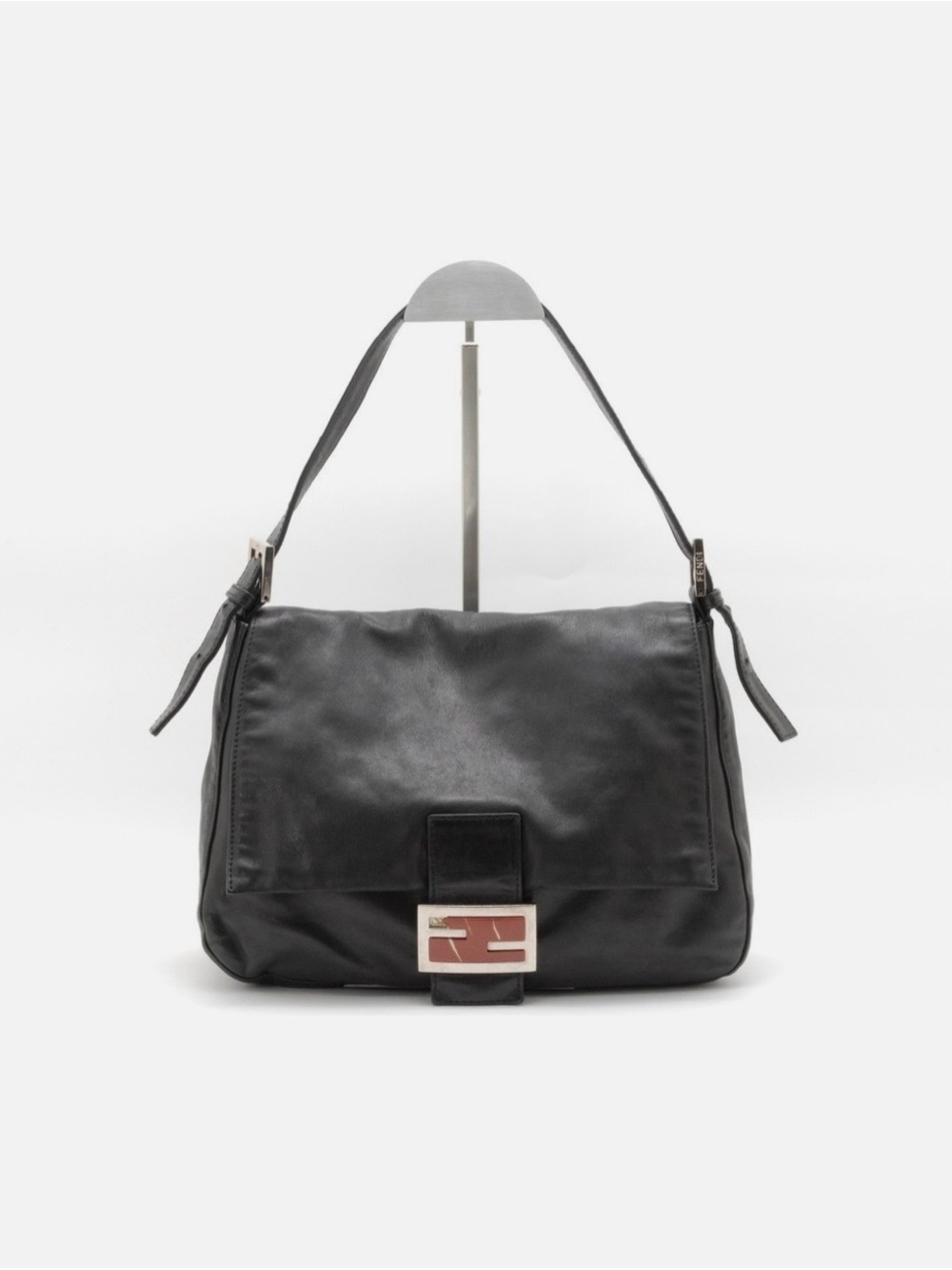 Fendi Black Leather Mamma Baguette